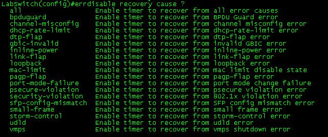 Errdisable Recovery Options